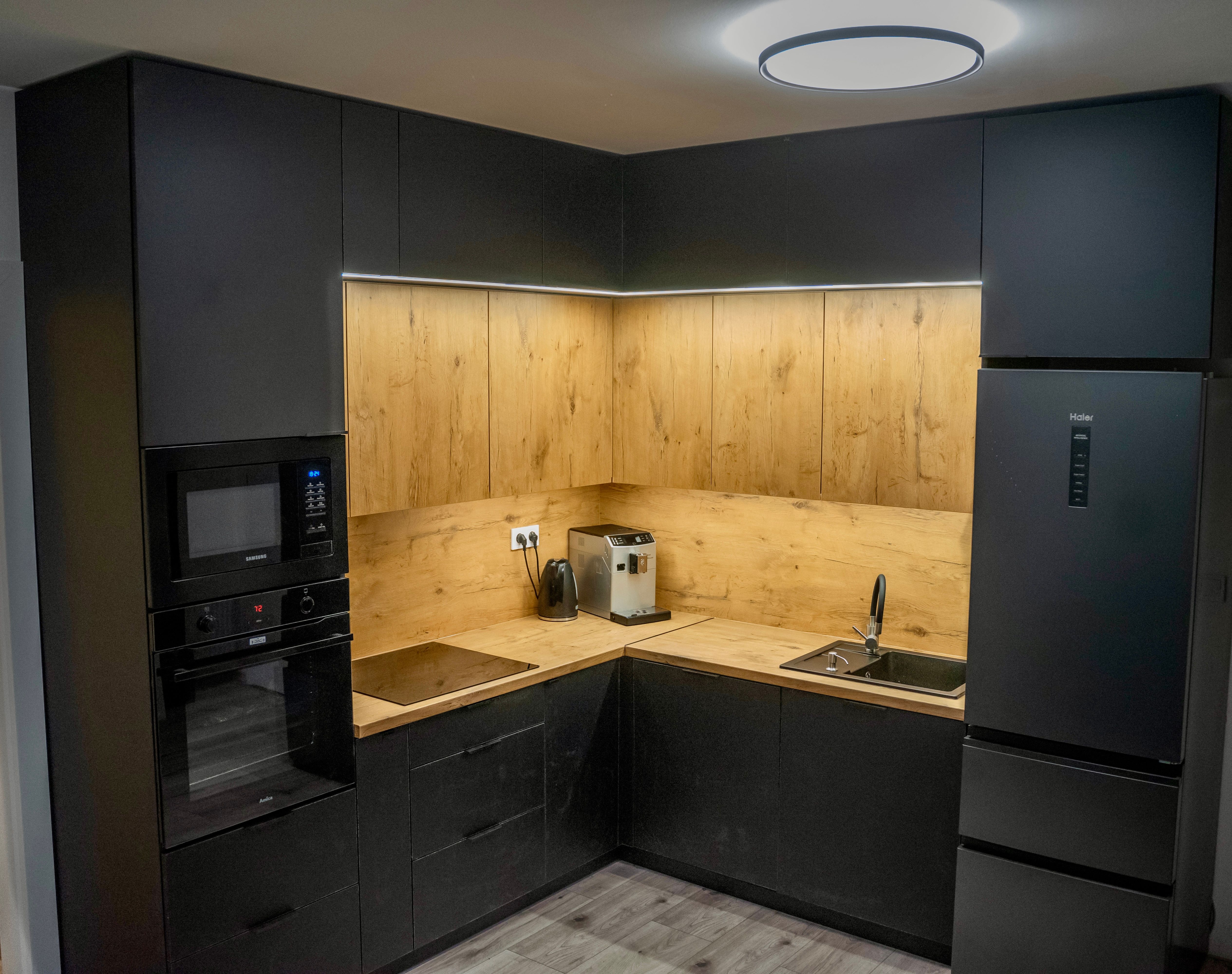 Nowoczesna szara kuchnia na wymiar matowe fronty Słupsk